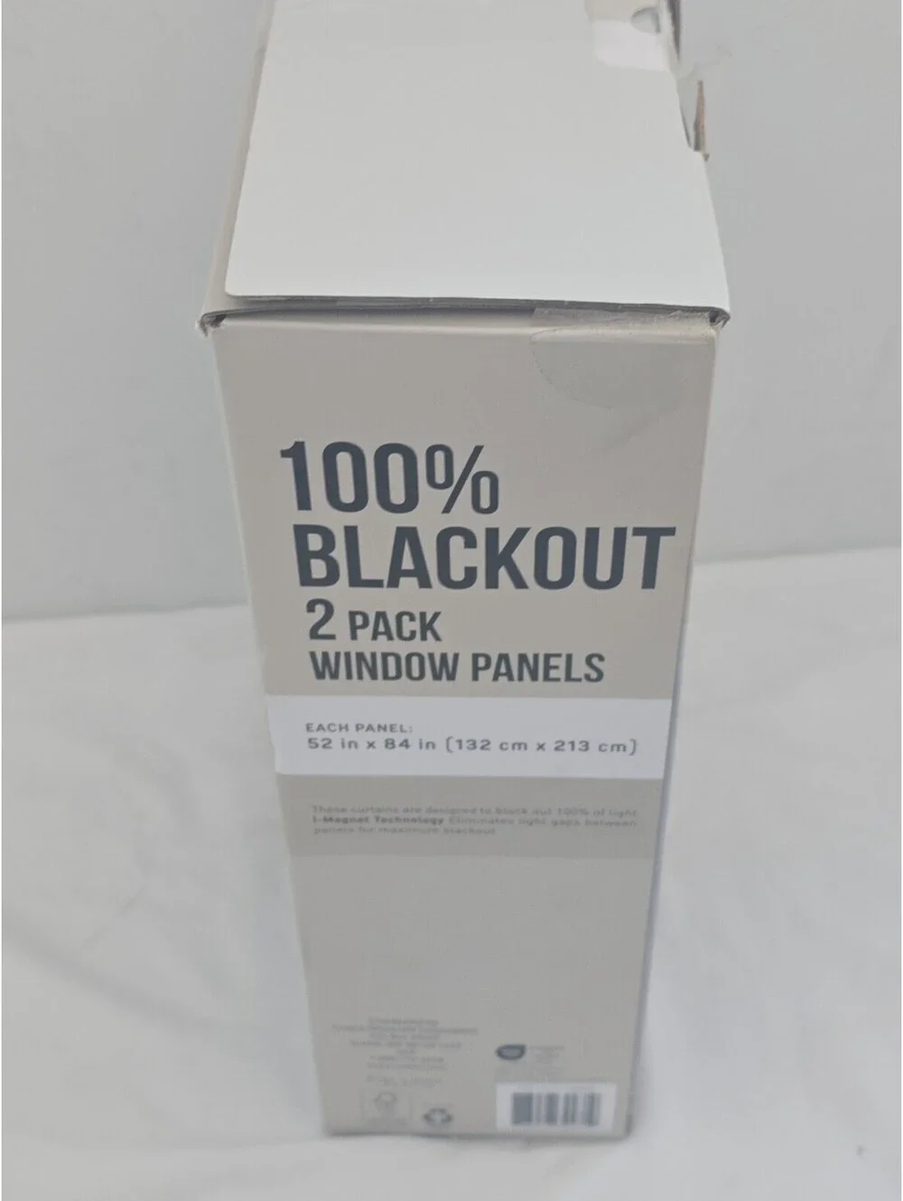 100% Blackout Curtain 2Pk Window Panels 52 in x 84 In Beige Magnetic Close